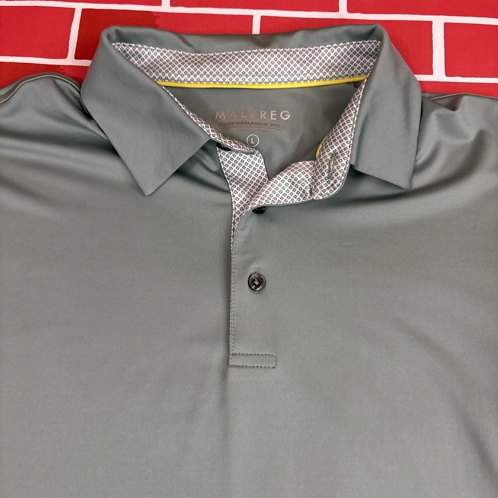 Maelreg Performance Polo Shirt Mens L Green Golf Moisture Wicking Short Sleeve